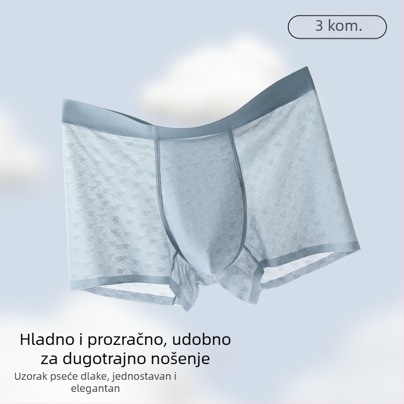 Ice Silk muške bokserice: prozračne, rashladne, džakard mreža, jednobojne, ultra tanke, bez šavova