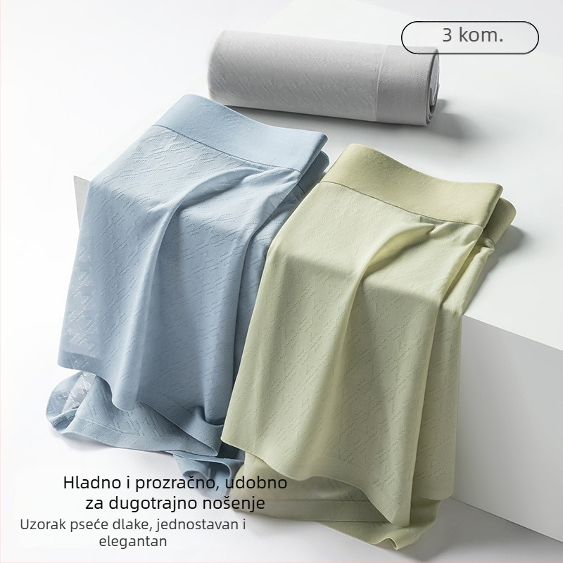 Ice Silk muške bokserice: prozračne, rashladne, džakard mreža, jednobojne, ultra tanke, bez šavova