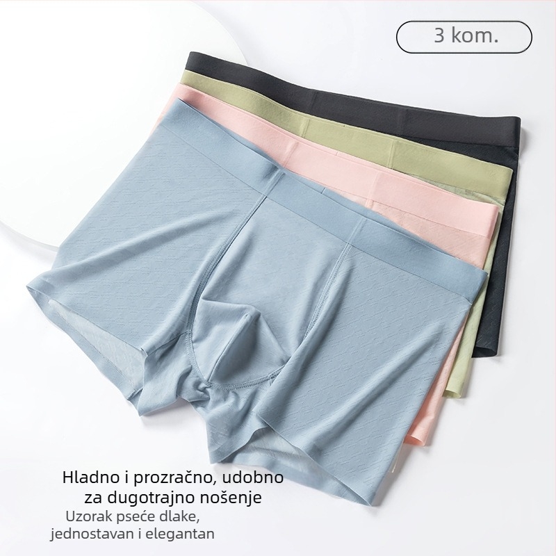 Ice Silk muške bokserice: prozračne, rashladne, džakard mreža, jednobojne, ultra tanke, bez šavova