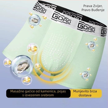 Muške bezšivne bokserice od ice-silk materijala, udobne koži, masažne čestice, ljetni model