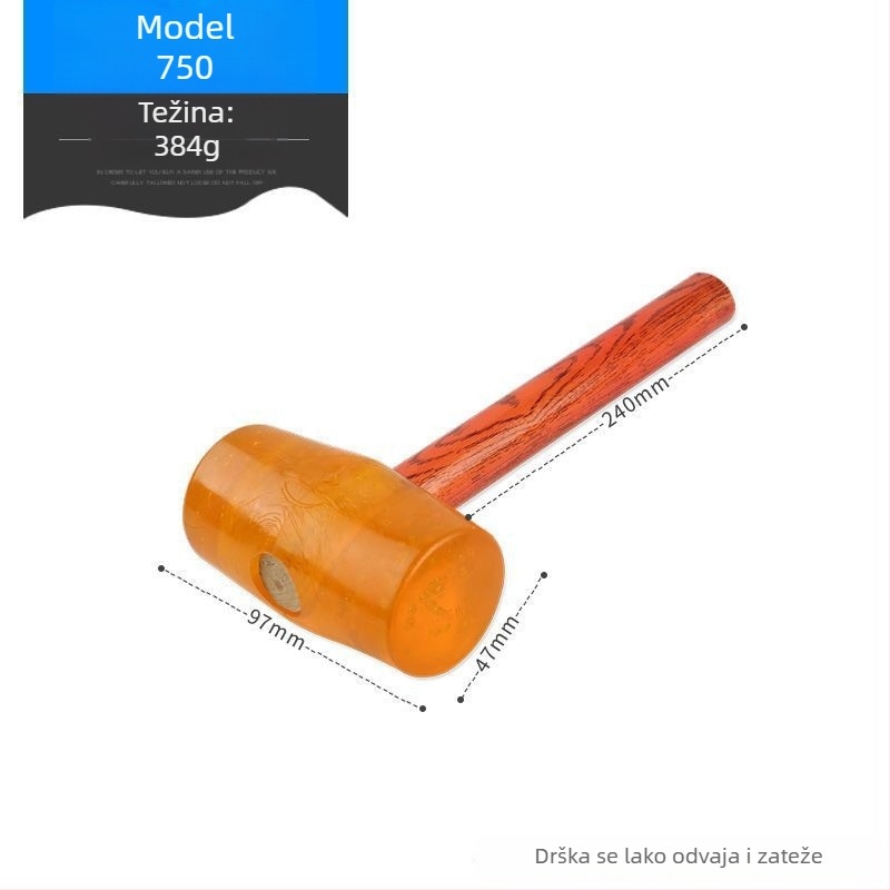 Prozirni gumeni čekić s plastičnom glavom i plastičnom drškom za postavljanje pločica – višenamjenski građevinski čekić