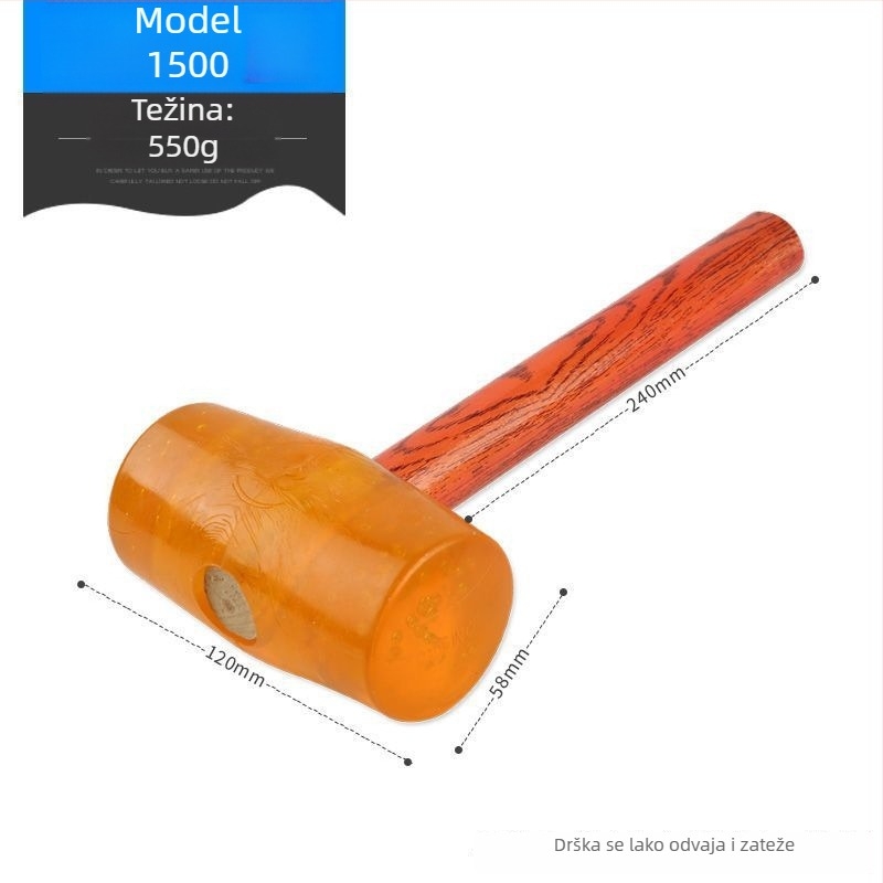 Prozirni gumeni čekić s plastičnom glavom i plastičnom drškom za postavljanje pločica – višenamjenski građevinski čekić