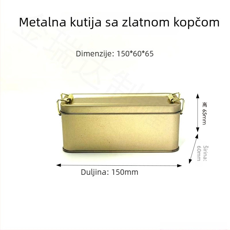 Nova pravokutna kutija od tinplate s kliznim poklopcem, višebojna, pogodna za čaj, kekse, bombone i pekarske proizvode
