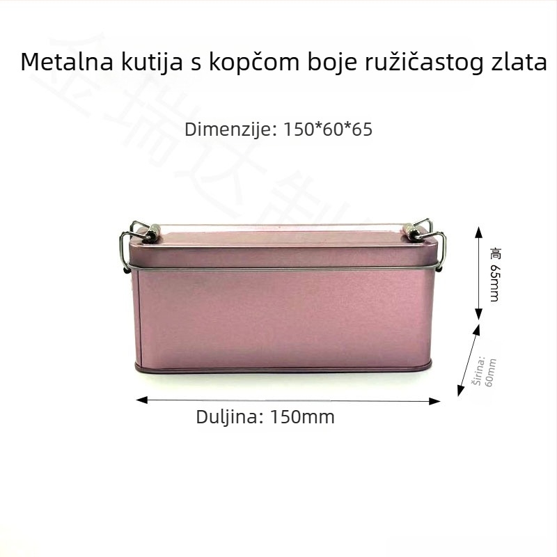 Nova pravokutna kutija od tinplate s kliznim poklopcem, višebojna, pogodna za čaj, kekse, bombone i pekarske proizvode