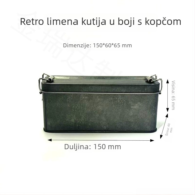Nova pravokutna kutija od tinplate s kliznim poklopcem, višebojna, pogodna za čaj, kekse, bombone i pekarske proizvode
