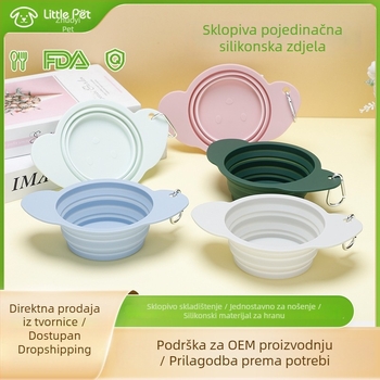Sklopiva posuda za pse u obliku šteneta, silikon, prijenosna za vanjska putovanja