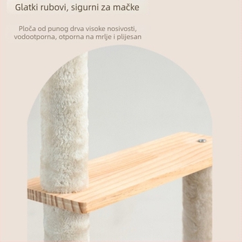 Drveni stablo za mačke s gnijezdom i platformom za gledanje