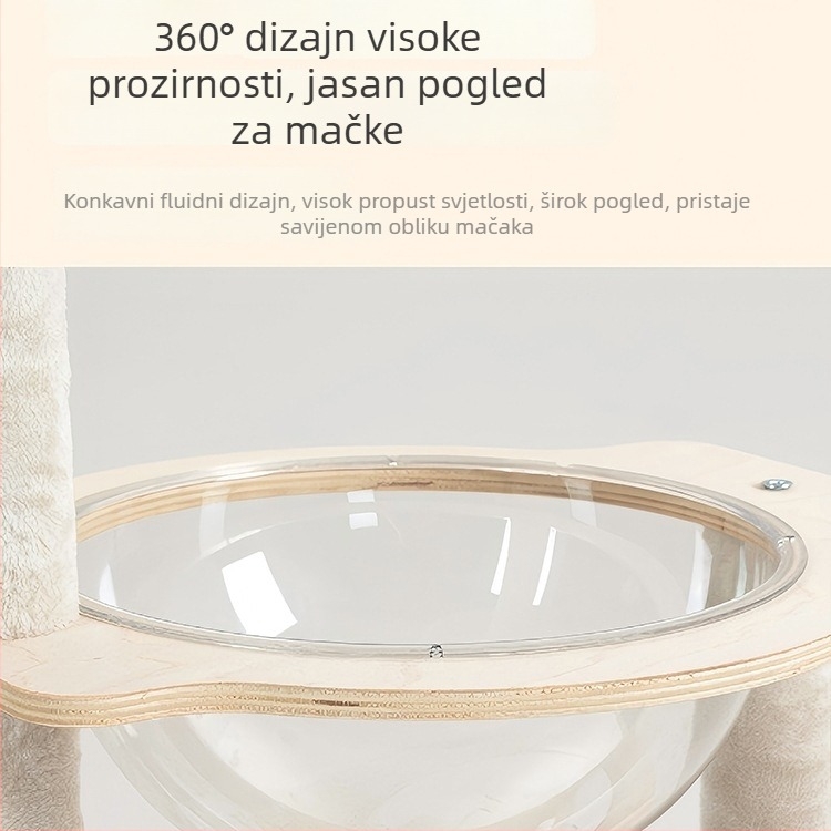 Drveni stablo za mačke s gnijezdom i platformom za gledanje