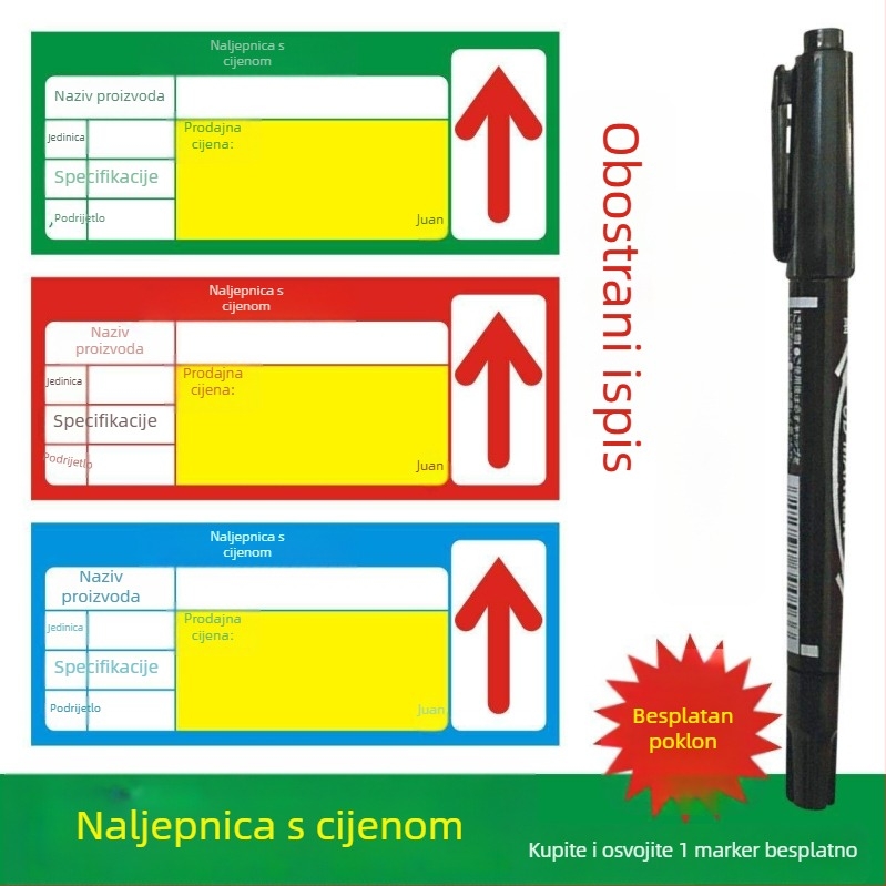 Univerzalna etiketa cijene za police supermarket – etiketa cijene, oznaka cijene, opcionalno