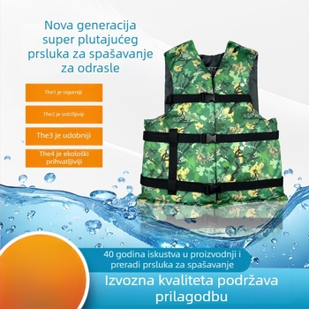 Spasiteljski prsluk za odrasle s visokim uzgonom, kamuflažni uzorak, Oxford tkanina, pena visoke gustoće