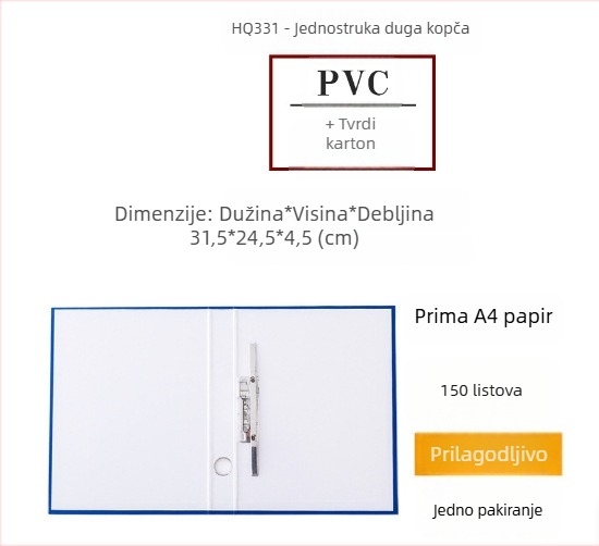 A4 fascikl s D-prstenom promjera 1,5 inča i perforiranim kartonskim dosjeom