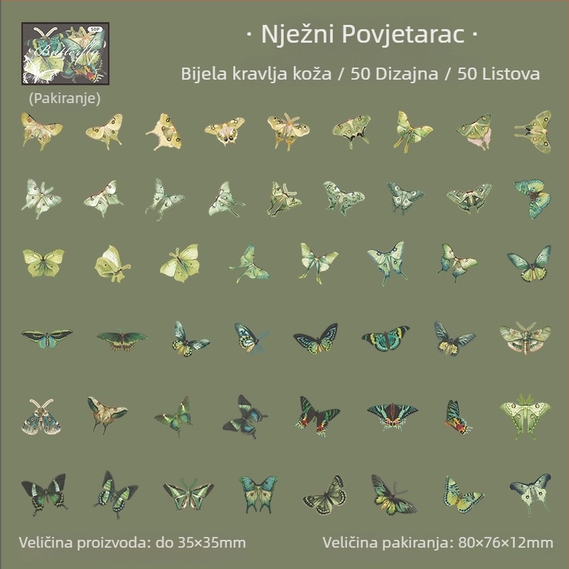 Set naljepnica s izrezanim leptirima, vintage dizajn za kolaže, dnevnik DIY i dekoraciju scena