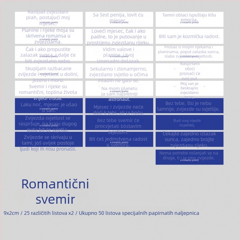 Romantičan i nepokolebljiv set naljepnica za planer s ljubavnim citatima i umjetničkim naljepnicama za dnevnik