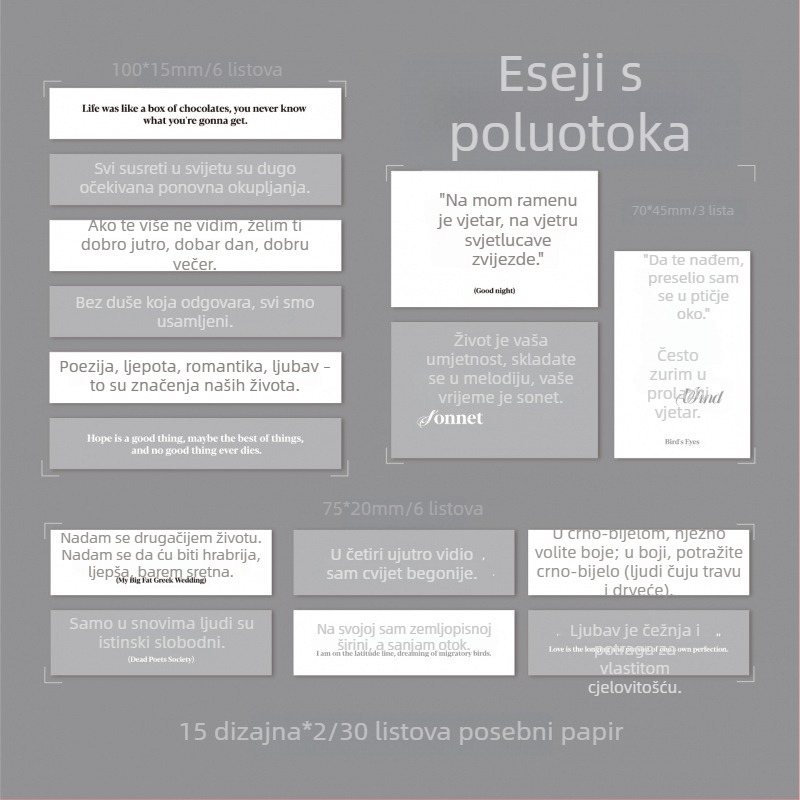Romantičan i nepokolebljiv set naljepnica za planer s ljubavnim citatima i umjetničkim naljepnicama za dnevnik