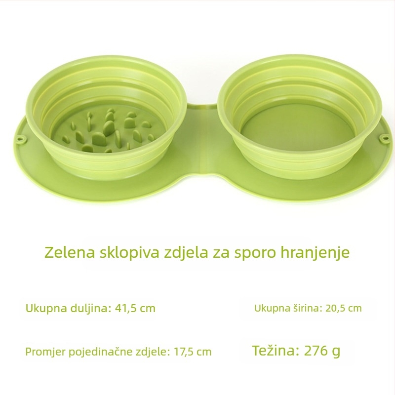 Sklopiva posuda za kućne ljubimce od silikona s dvostrukim odjeljkom za vodu i hranu, za pse i mačke