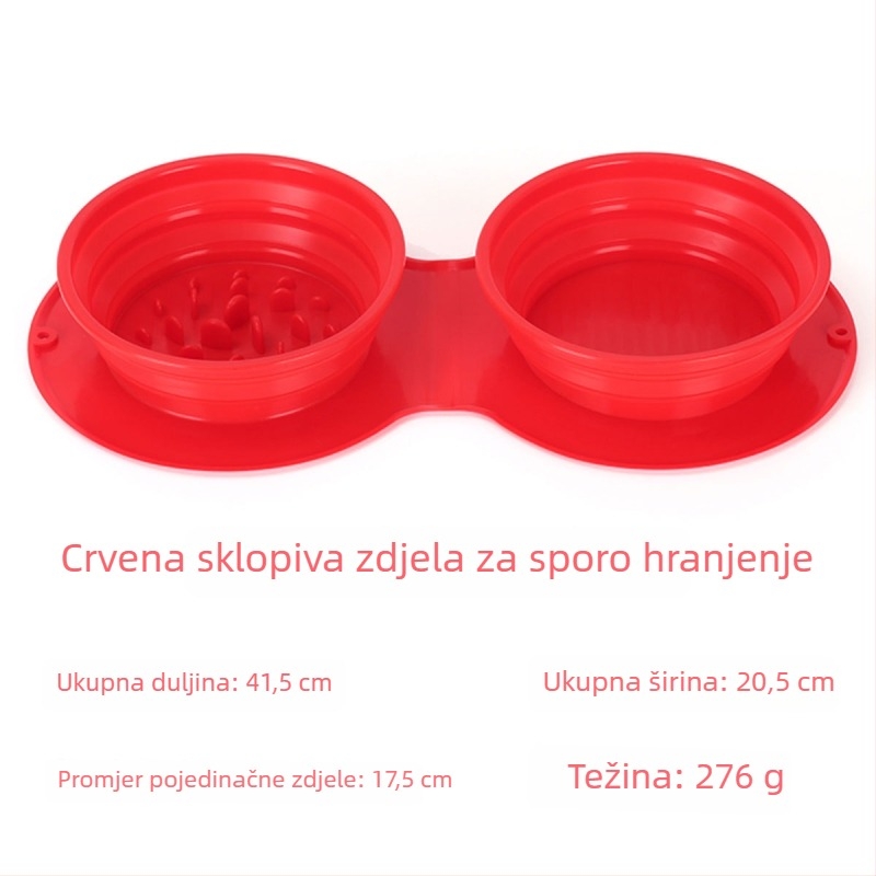 Sklopiva posuda za kućne ljubimce od silikona s dvostrukim odjeljkom za vodu i hranu, za pse i mačke