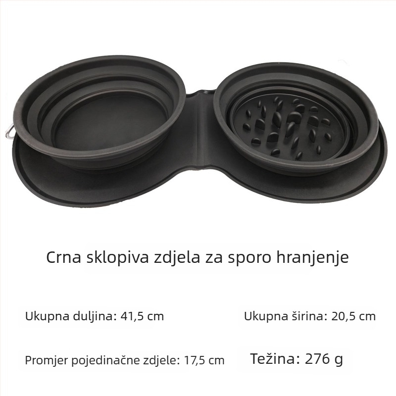 Sklopiva posuda za kućne ljubimce od silikona s dvostrukim odjeljkom za vodu i hranu, za pse i mačke