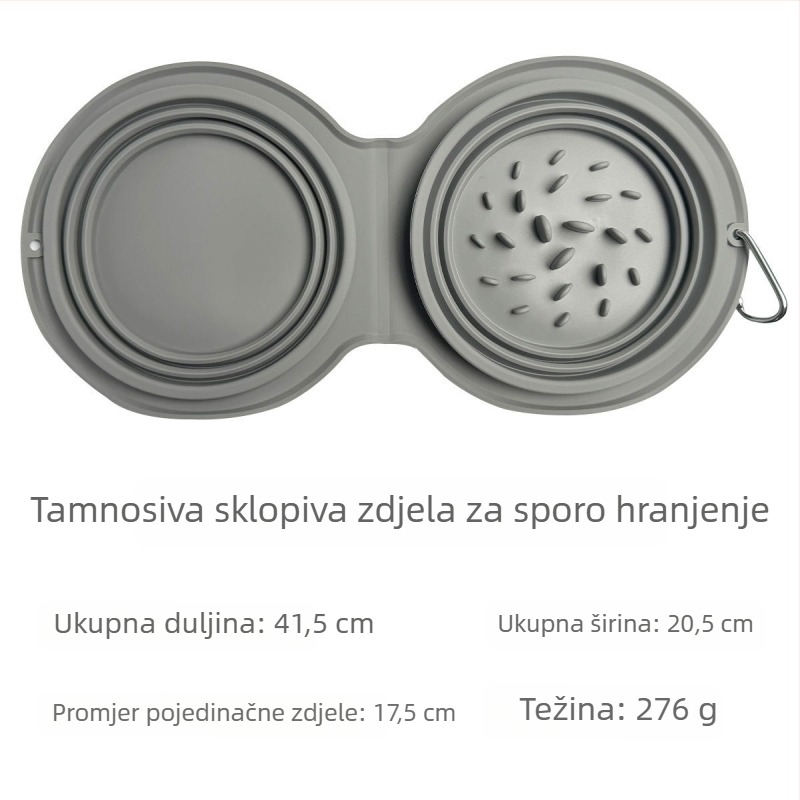 Sklopiva posuda za kućne ljubimce od silikona s dvostrukim odjeljkom za vodu i hranu, za pse i mačke