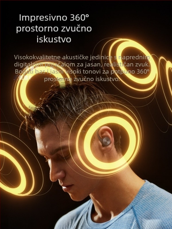 Bluetooth slušalice s kukom za uho, pravi bežični, sportski model 2024, dugotrajna baterija, pogodne za trčanje, Android kompatibilno