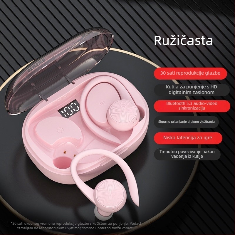 Bluetooth slušalice s kukom za uho, pravi bežični, sportski model 2024, dugotrajna baterija, pogodne za trčanje, Android kompatibilno