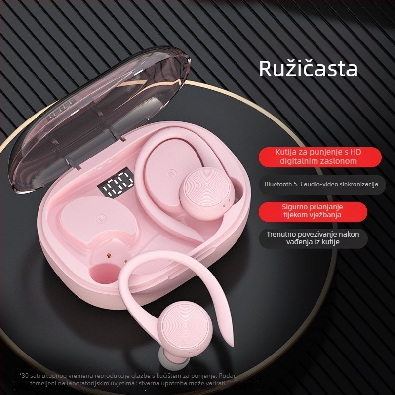 Bluetooth slušalice s kukom za uho, pravi bežični, sportski model 2024, dugotrajna baterija, pogodne za trčanje, Android kompatibilno