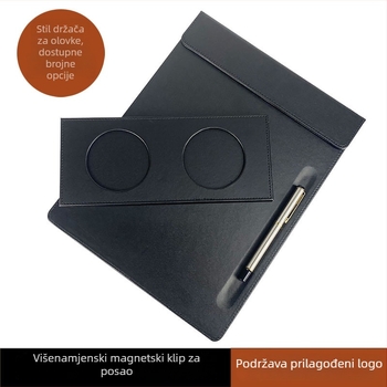 A4 kožna fascikla s magnetskim klipom za dokumente, za ured i sastanke, prilagodljivo