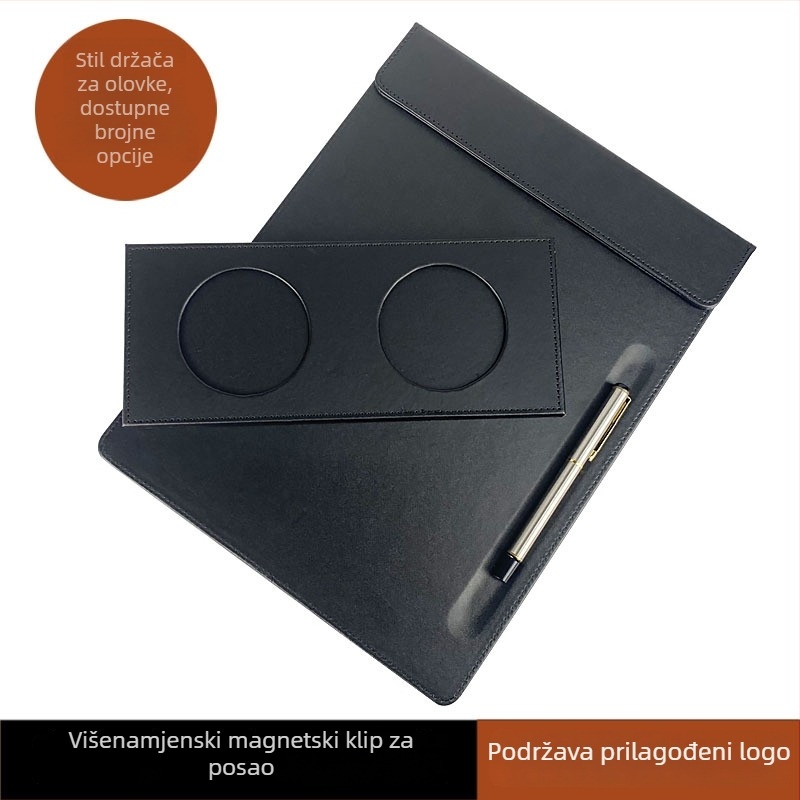 A4 kožna fascikla s magnetskim klipom za dokumente, za ured i sastanke, prilagodljivo