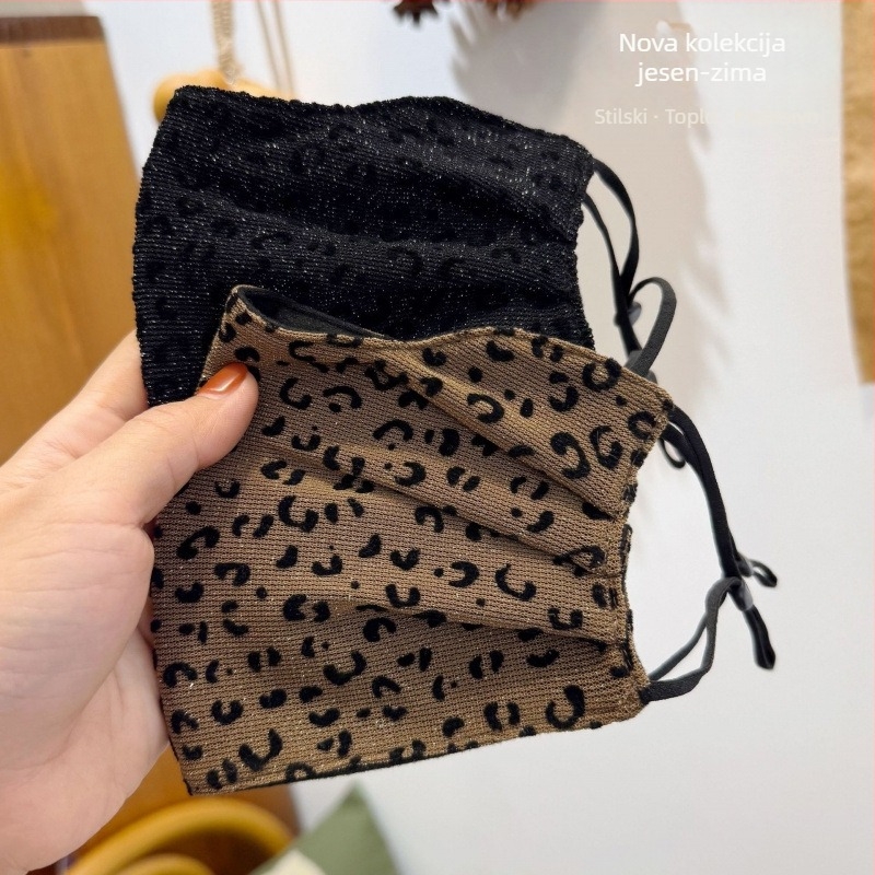 Ženska zimska maska s leopard uzorkom, topla, prozračna, otporna na vjetar i prašinu, za vožnju biciklom