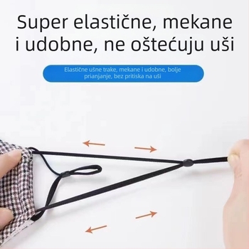 Zimska karirana maska, topla i debela, pamuk, periva, s elastičnim trakama za uši