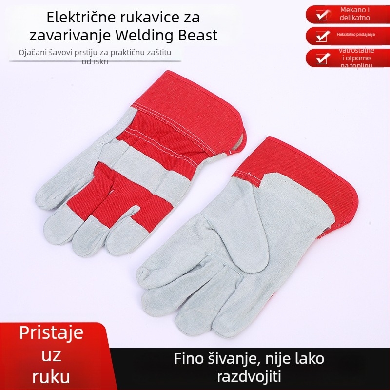 Kožne rukavice za zavarivanje od kože tele, duge i kratke, dizajn dvostrukih prstiju