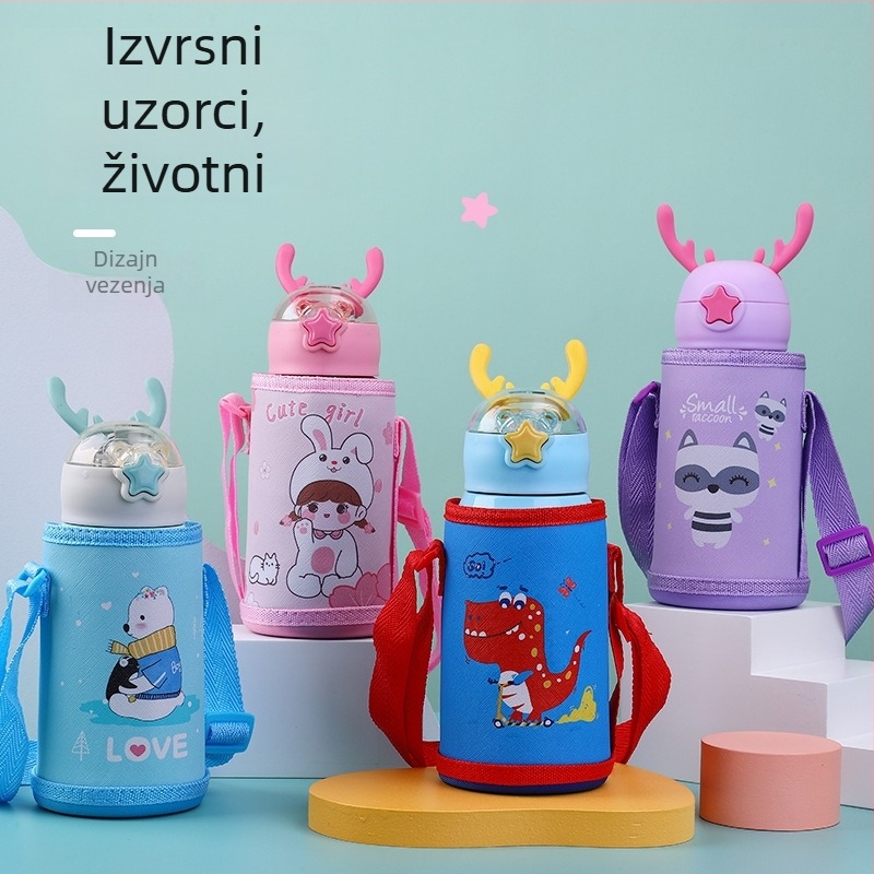 Slatka prijenosna kožna navlaka za čašu s remenom, izolacijski omotač za vodu i čaj, za učenike i djecu