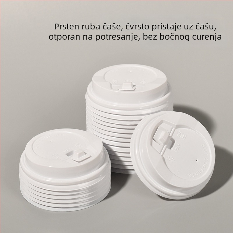 Jednokratni plastični poklopac za papirnatu šalicu, promjer 75 mm, nepropusni poklopac za dostavu