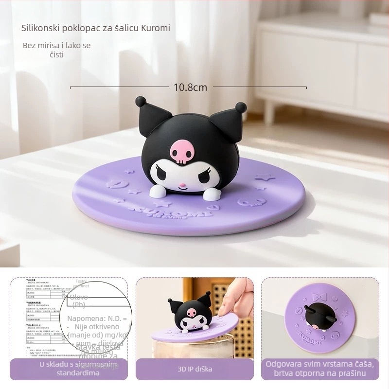 Sanrio Hello Kitty silikonski poklopac za šalice, univerzalni kružni oblik, sladak dizajn