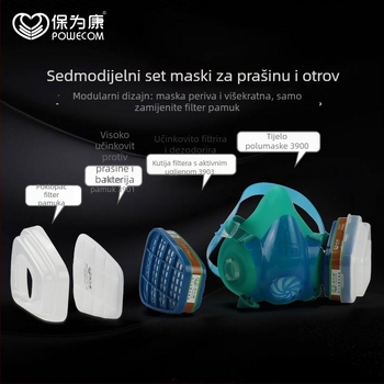 Baoweikang 3900 filtarna maska za sprejanje boje, aktivni ugljen, zaštita od dima, acetona i pesticida, protiv mirisa i prašine