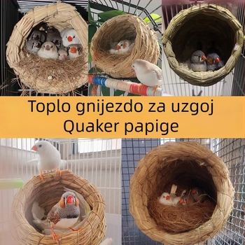 Gnijezdo za uzgoj ptica – toplo gnijezdo od trave za zimu, šareni dodaci za kavez