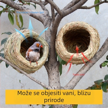 Gnijezdo za uzgoj ptica – toplo gnijezdo od trave za zimu, šareni dodaci za kavez
