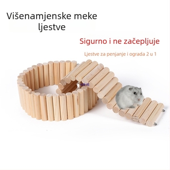Igračka za hamstera: penjačka ljestvica, ograda, lukasti most i viseći most od borovog drveta — oprema za kavez i pregrade