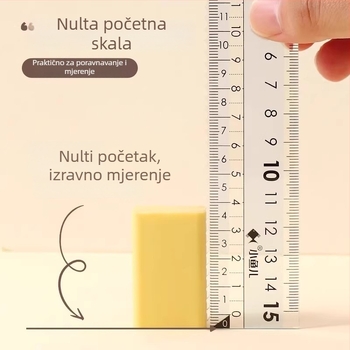 Prozirna plastična pravokutna ravnala duljine 20 cm s velikim brojevima, čvrsta konstrukcija — četverodijelni set s valovitim oznakama za učenike osnovne škole