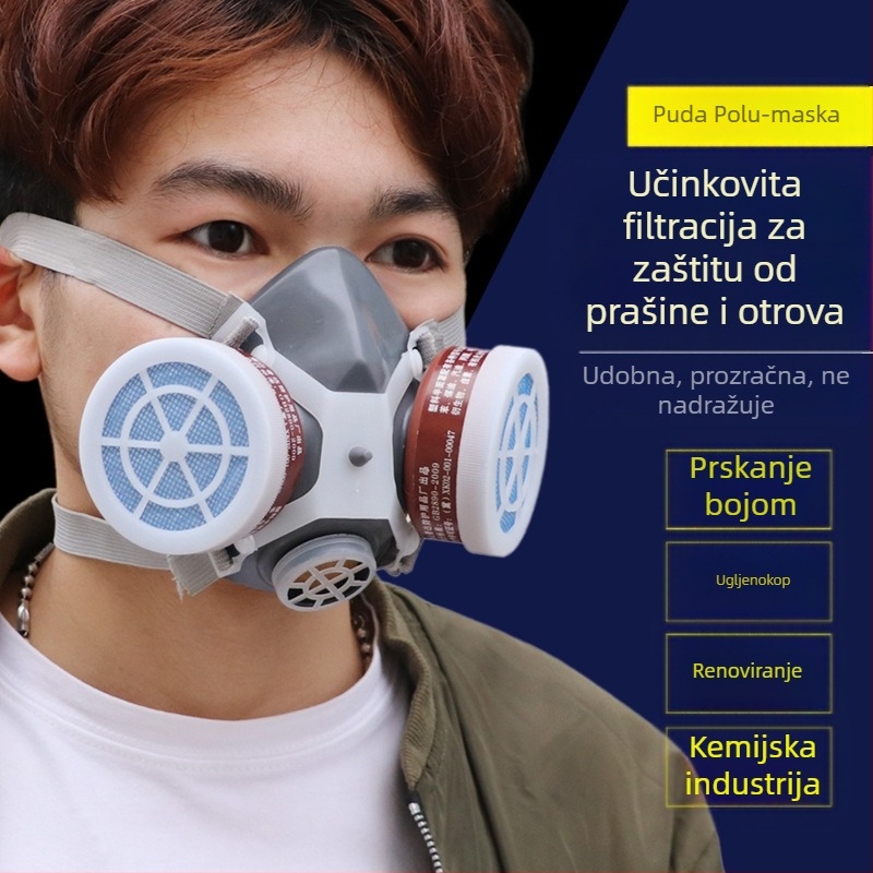 Puda 400 serija industrijska maska za plin s aktivnim ugljem, s jednim ili dvostrukim spremnikom, zaštita od prašine i kemijskih para pri lakiranju