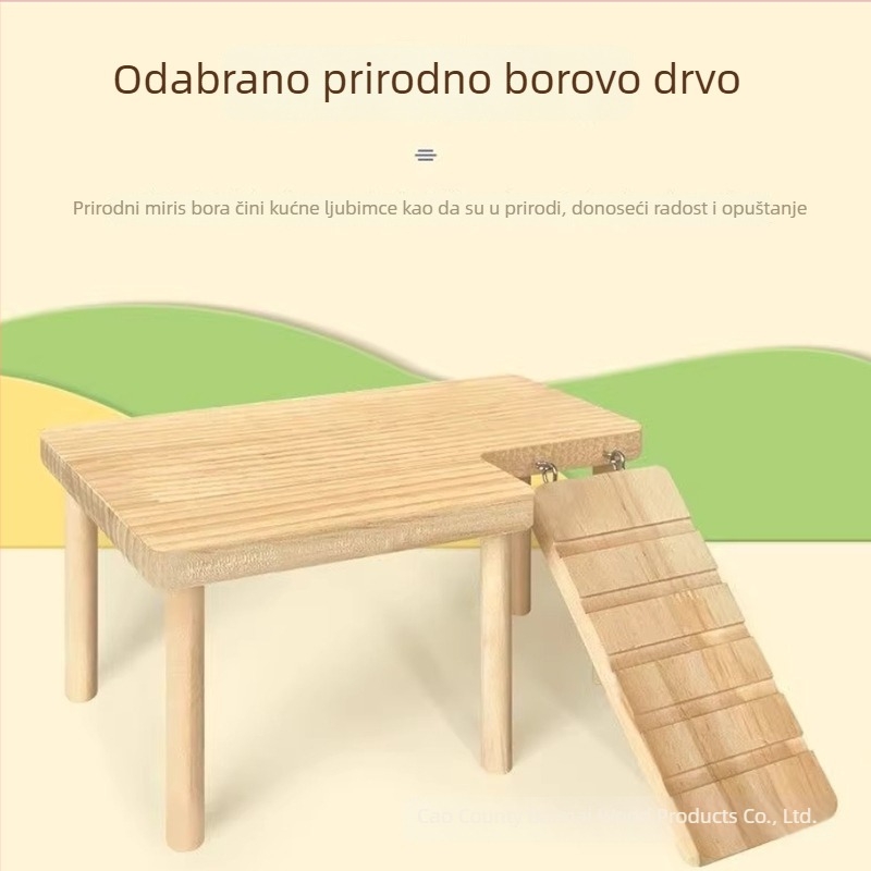 Drvena platforma za hamster s dvije razine, ljestvica i skrovište za zlatne hamsterice