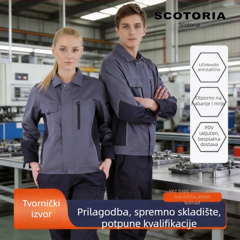 Antistatistički radni komplet s tamnoplavim hlačama i prilagođenim logom