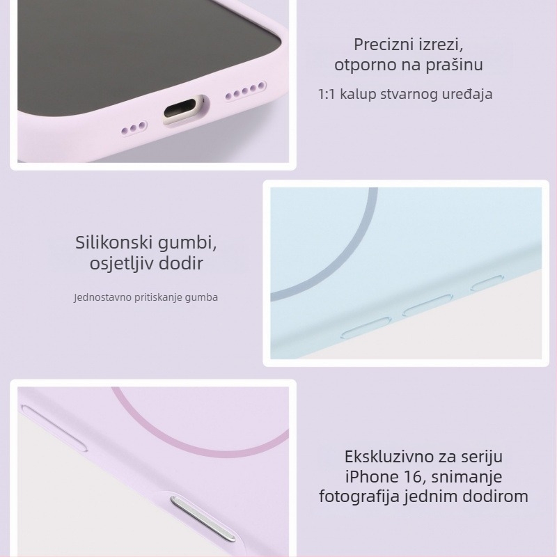 Tekuća silikonska futrola za iPhone 17 Pro s magnetskim prstenom — ugodan dodir, zaštitno kućište
