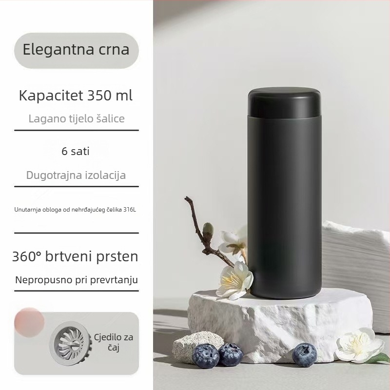 Termos čaša od nehrđajućeg čelika 316 za žene, džepne veličine, slatka i minimalistična, prijenosna čaša za vodu, mali kapacitet