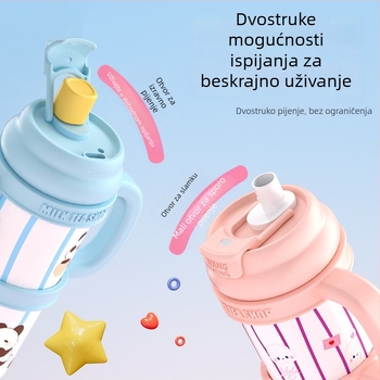 Cartoon-stil čaša od 316 otporne nehrđajućeg čelika, izolirana, velik kapacitet, prijenosna, s dvostrukom slamkom