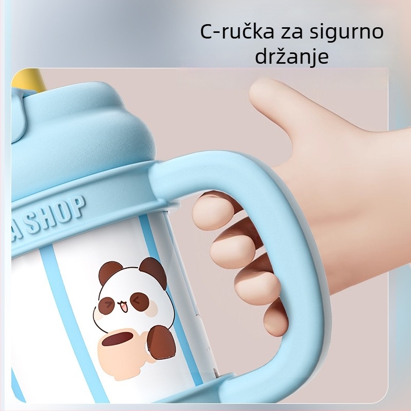 Cartoon-stil čaša od 316 otporne nehrđajućeg čelika, izolirana, velik kapacitet, prijenosna, s dvostrukom slamkom