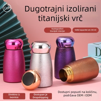 Mini šalica s titanijskim premazom u obliku gljive, minimalistički inteligentni senzor temperature, prijenosna dvostruko vakuumska šalica