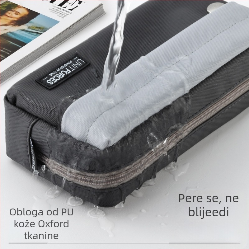 Tome vodootporna PU kožna pernica za dječake, minimalistički dizajn, dvostruki zatvarač