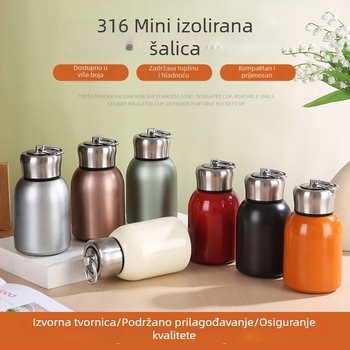 Termos šalica od nehrđajućeg čelika 316L, prijenosna mini čaša za vodu, višebojna džepna šalica, prilagodljiva