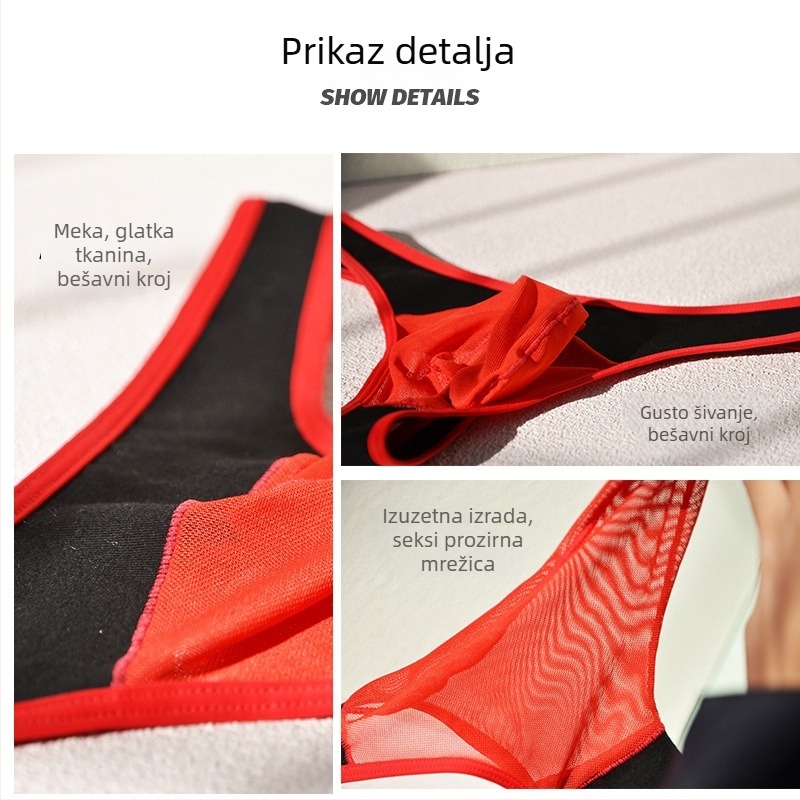 Muške prozirne mrežaste tange, prozračan materijal, niski struk, pamuk