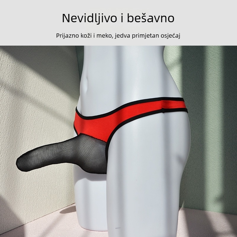 Muške prozirne mrežaste tange, prozračan materijal, niski struk, pamuk